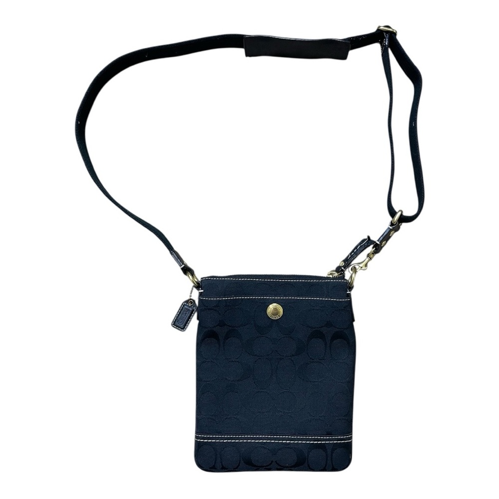 Vintage Black Coach Signature Jacquard Crossbody Swingpack Purse Bag - Picture 5 of 10